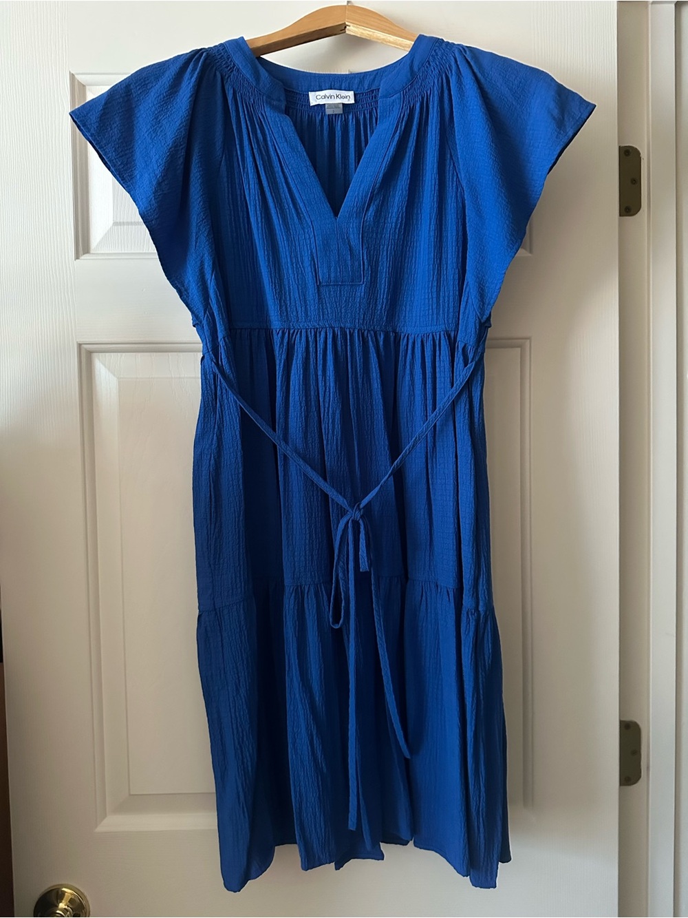 Calvin Klein Women's Royal Blue Tiered Short Sleeve Dress- Size 2